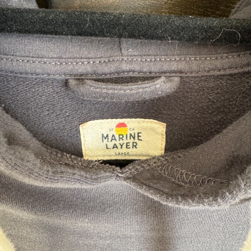 GUC Marine Layer Signature Fleece Graphic Popover Hoodie, Sz Large - Picture 3 of 7